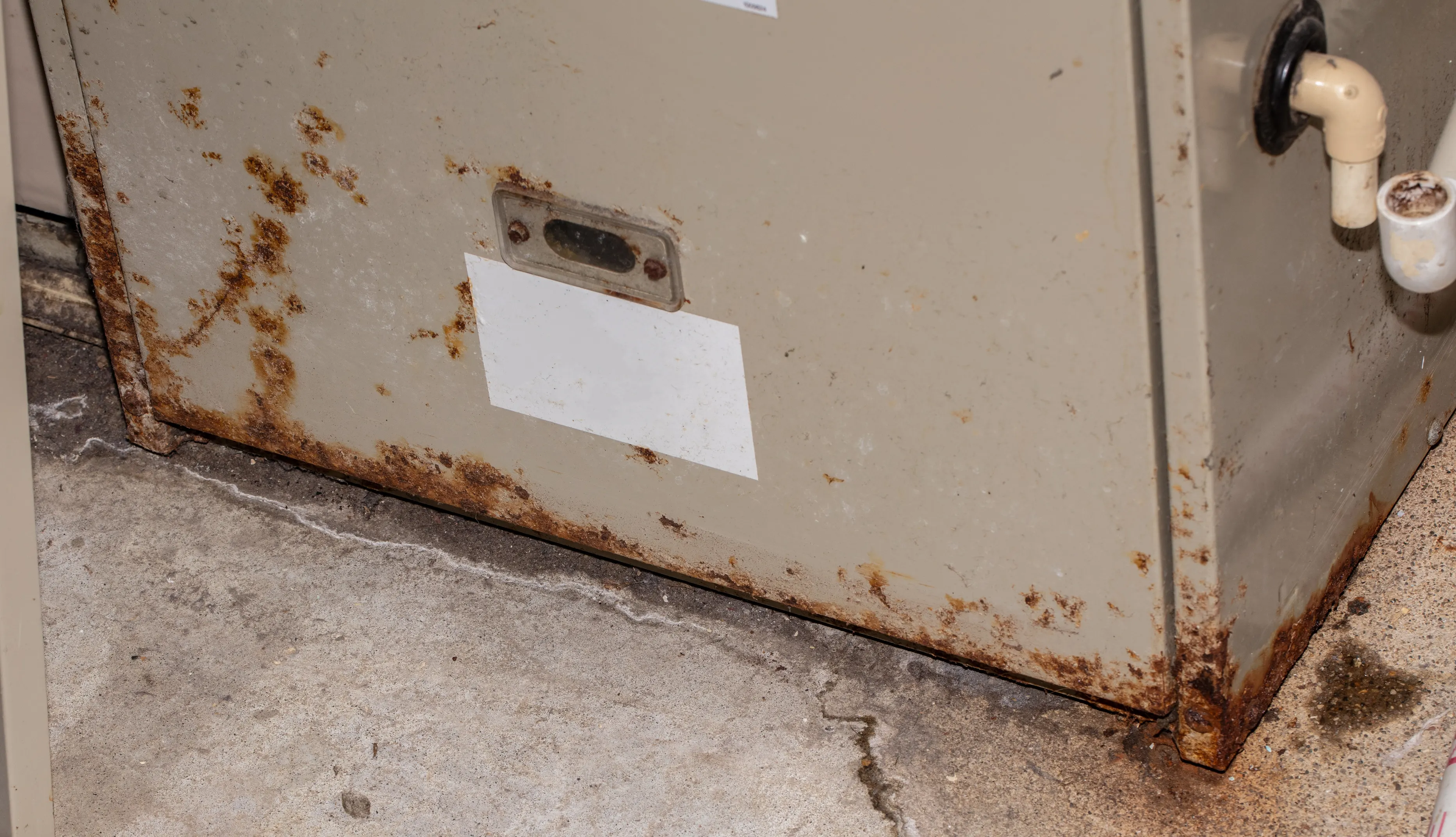 HVAC technician performing a furnace repair.